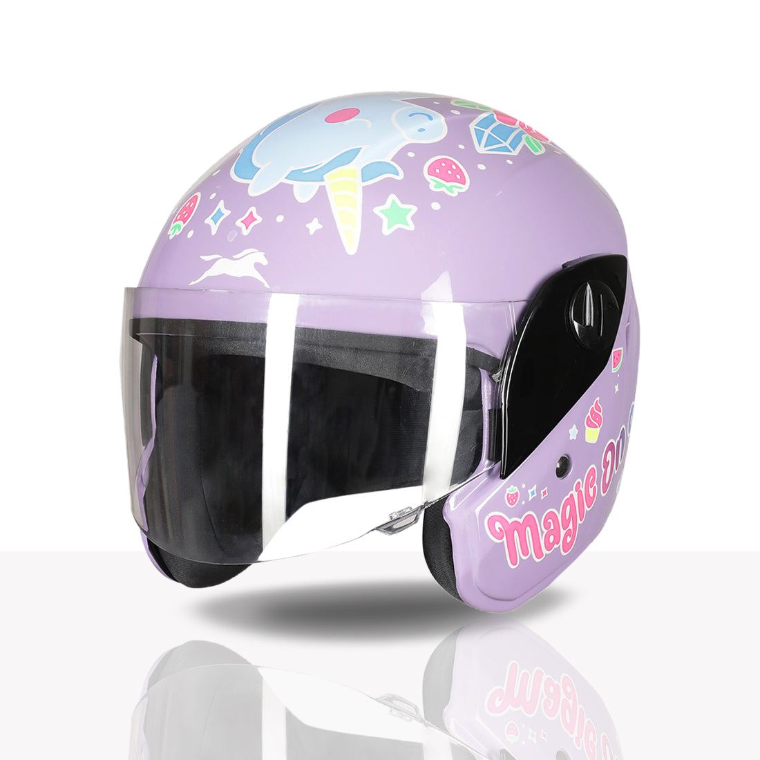 TVS Moto Jr. Kids Helmet |Fun Glow in the Dark Graphics | Lightweight ISI Certified ABS Shell| Removable Cheek Pads | Ideal Kids Bike Helmet for Cycle Scooter Daily Ride Comfort & Protection